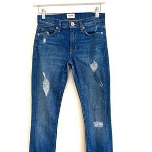 Hudson Nico Mid Rise Super Skinny Ankle Ripped Medium Wash Jeans. Size 24.